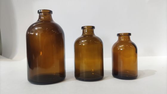 10ml-100ml Ups タイプ Ii Iii 製薬および獣医粉末注射パッケージ用の琥珀色/透明なガラスバイアルを成形しました。